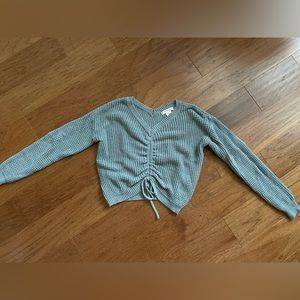 Green V- Neck Cropped Sweater
